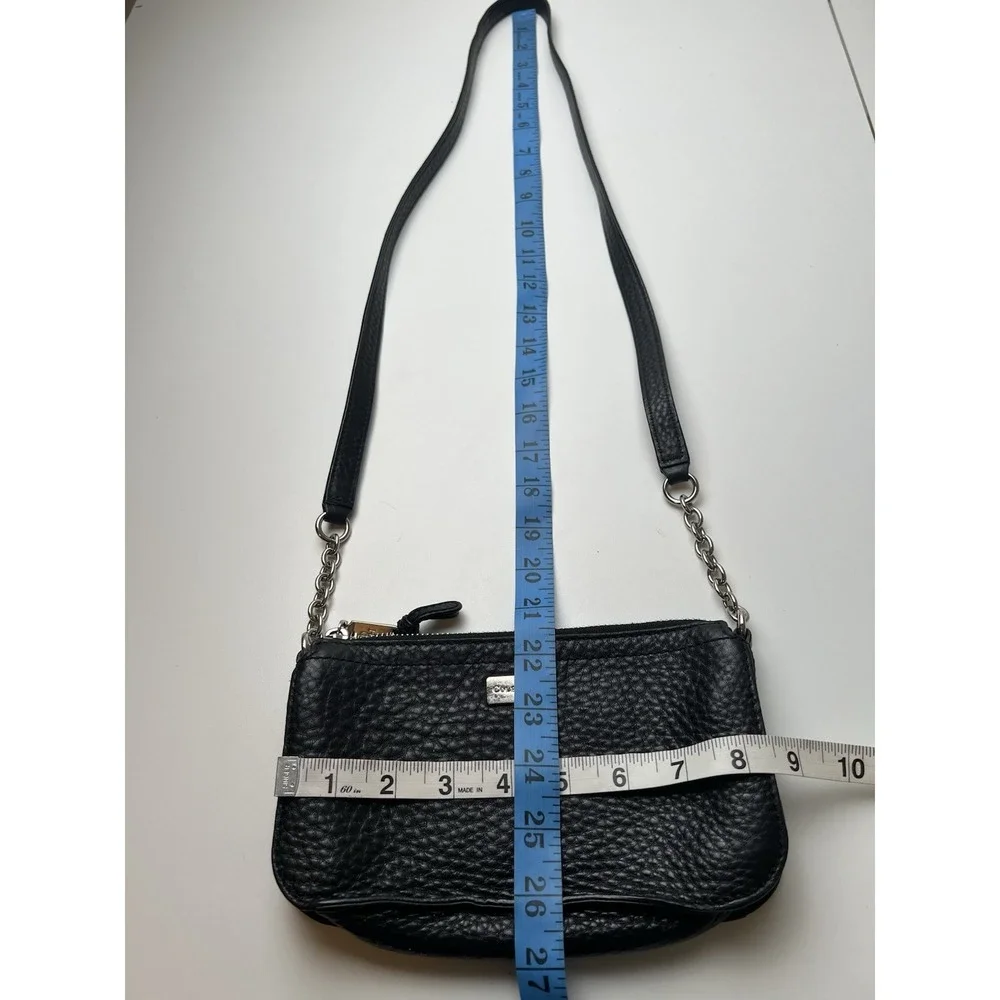 Cole Haan Black Pebble Leather Crossbody Bag w/Chain & Leather Handle